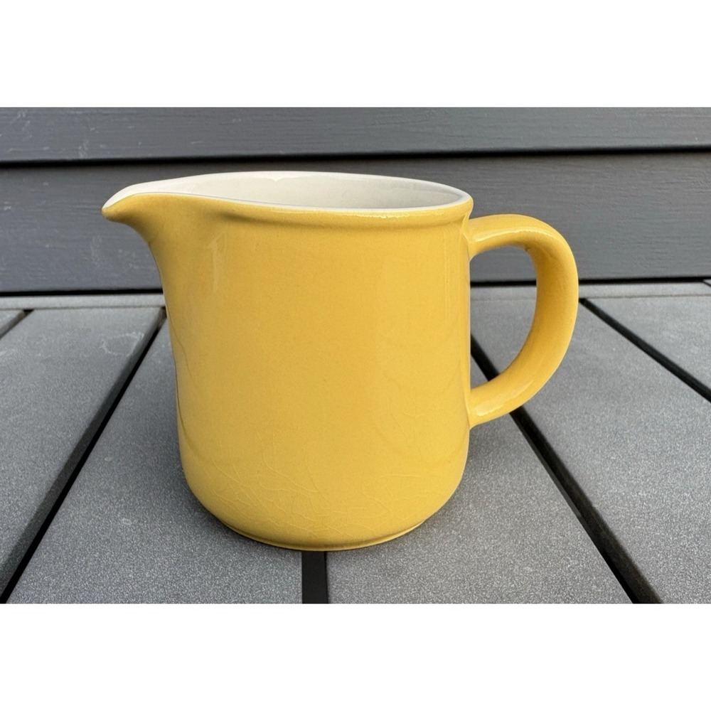 Vintage ceramic milk pitcher creamer Arabia Finland yellow scandinavian modern